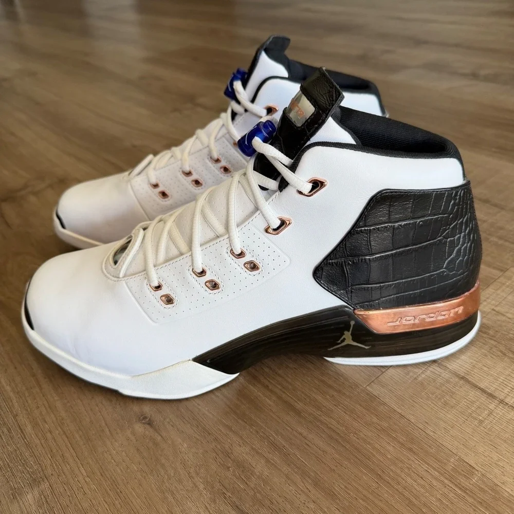 Air Jordan 17+ Retro Copper White Black Men Basketball Shoes 832816-122 Size 13